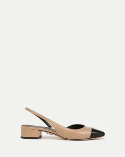 Veronica Beard Flats & Loafers|Vb Classics*Cecile Leather Cap-Toe Slingback in Bisque/Black