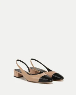 Veronica Beard Flats & Loafers|Vb Classics*Cecile Leather Cap-Toe Slingback in Bisque/Black