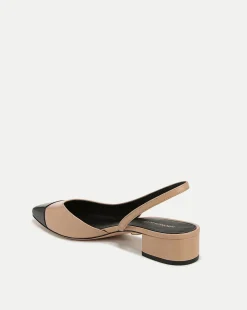 Veronica Beard Flats & Loafers|Vb Classics*Cecile Leather Cap-Toe Slingback in Bisque/Black