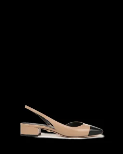 Veronica Beard Flats & Loafers|Vb Classics*Cecile Leather Cap-Toe Slingback in Bisque/Black