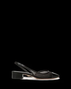 Veronica Beard Flats & Loafers*Cecile Mesh Cap-Toe Slingback in Black BlackMesh/Black