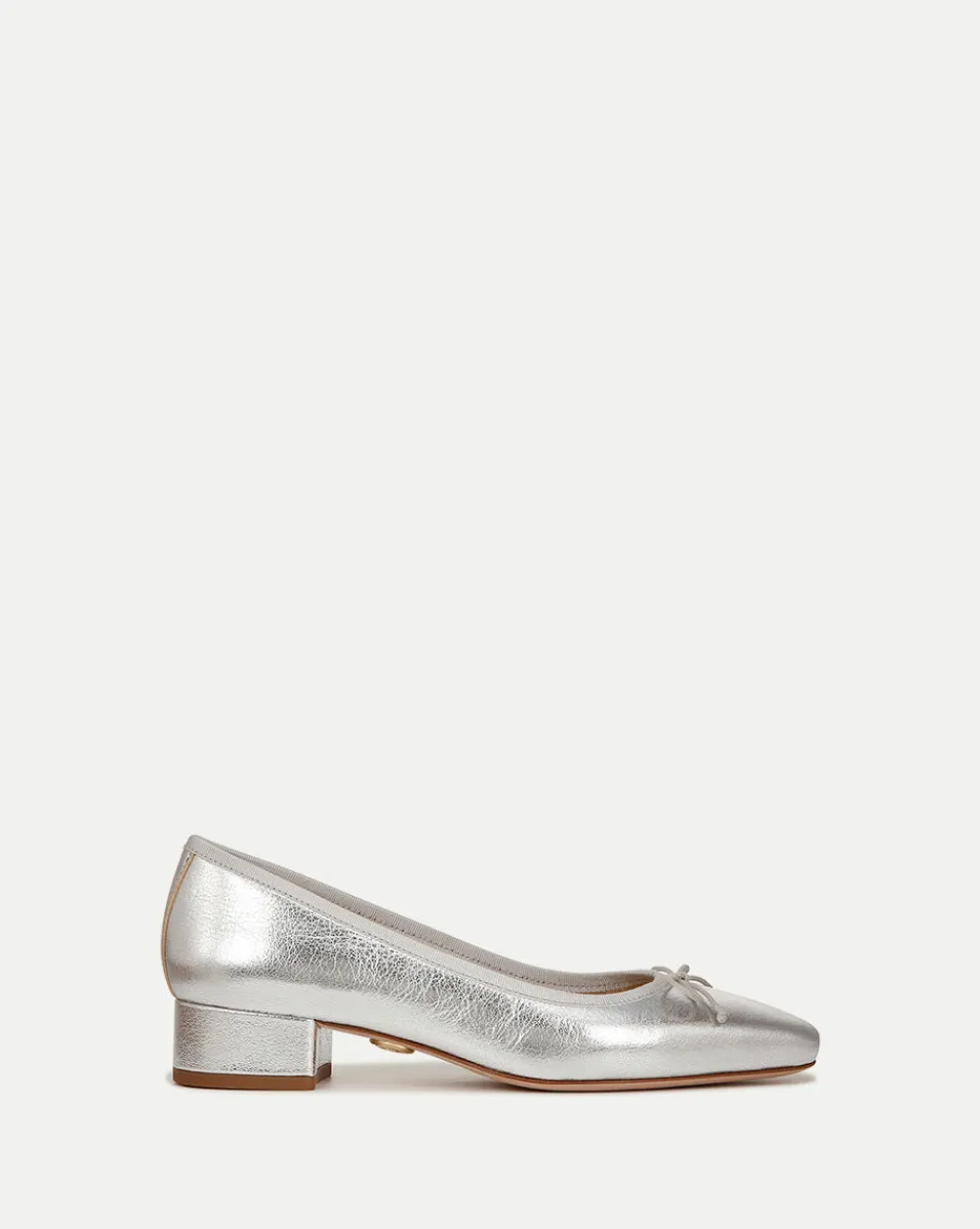 Veronica Beard Flats & Loafers|Pumps*Cecile Metallic Leather Ballet Pumps Platinum