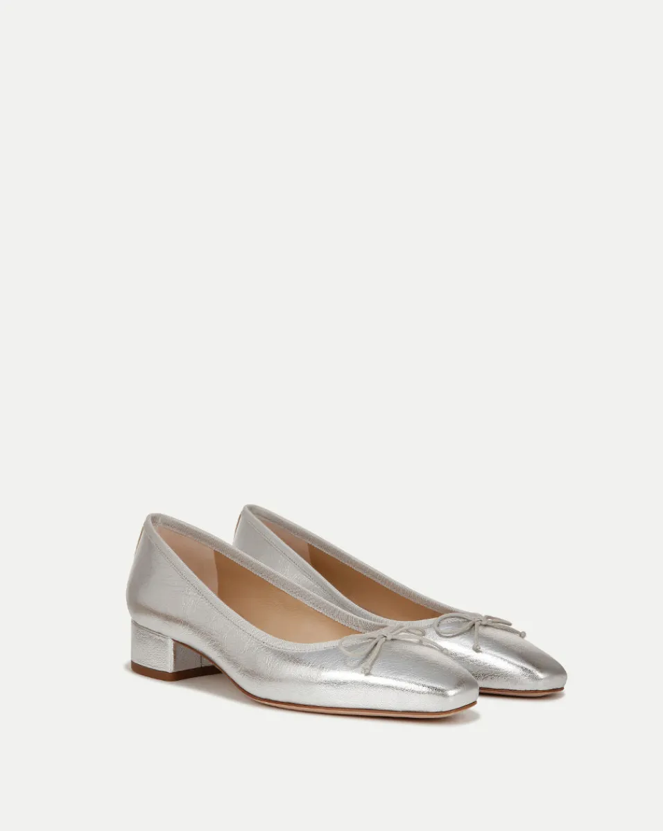 Veronica Beard Flats & Loafers|Pumps*Cecile Metallic Leather Ballet Pumps Platinum