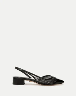 Veronica Beard Flats & Loafers|Party Dressing*Cecile Rhinestone Mesh Cap-Toe Slingback in Black Rhinestone BlackRhinestone