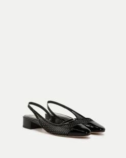 Veronica Beard Flats & Loafers|Party Dressing*Cecile Rhinestone Mesh Cap-Toe Slingback in Black Rhinestone BlackRhinestone