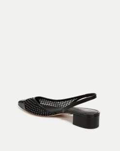 Veronica Beard Flats & Loafers|Party Dressing*Cecile Rhinestone Mesh Cap-Toe Slingback in Black Rhinestone BlackRhinestone
