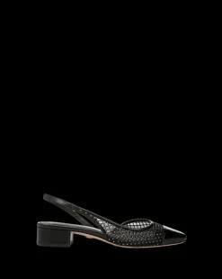 Veronica Beard Flats & Loafers|Party Dressing*Cecile Rhinestone Mesh Cap-Toe Slingback in Black Rhinestone BlackRhinestone