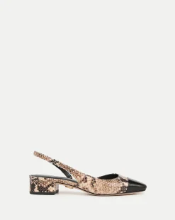 Veronica Beard Flats & Loafers*Cecile Snakeskin-Embossed Slingback in Latte/Black