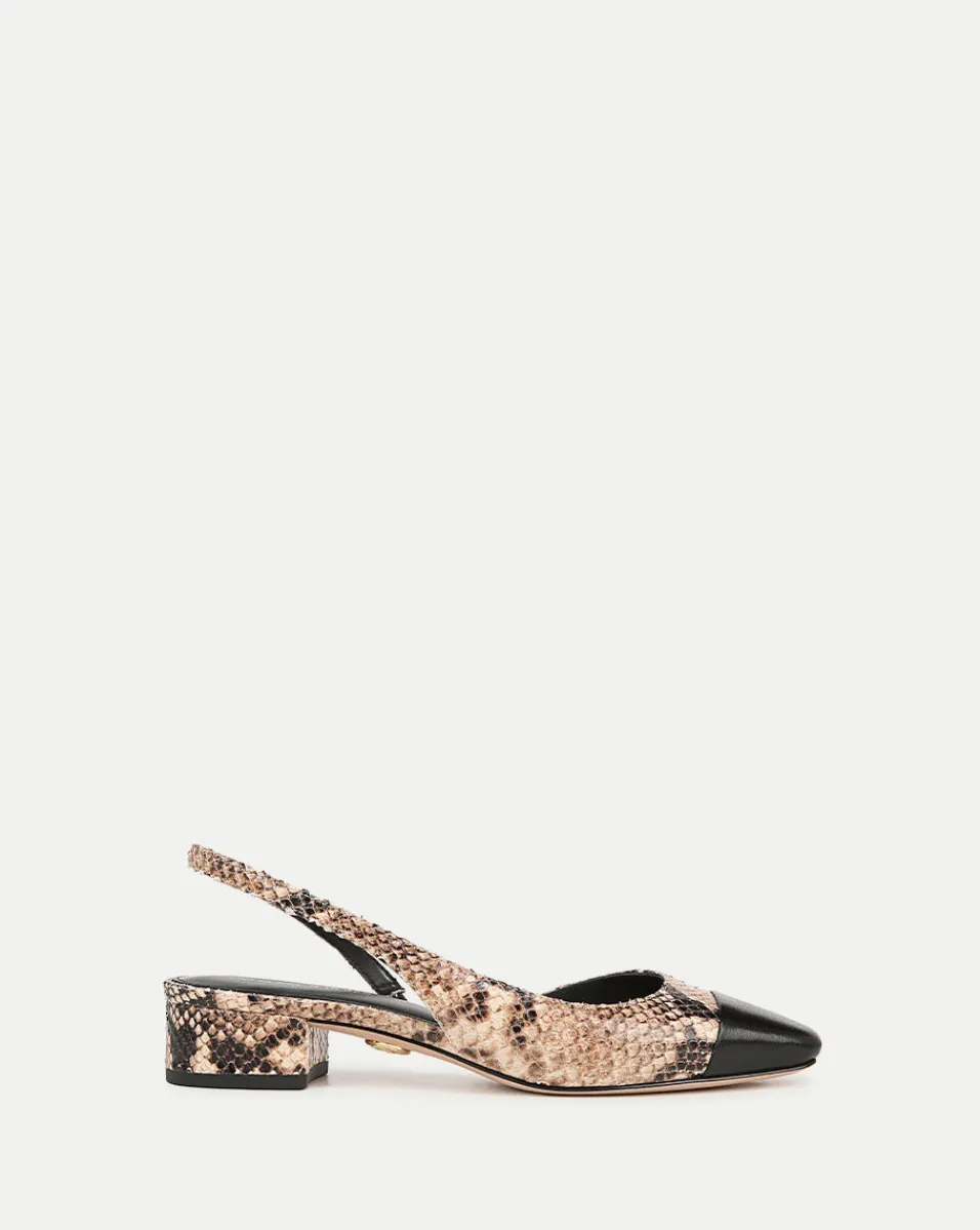 Veronica Beard Flats & Loafers*Cecile Snakeskin-Embossed Slingback in Latte/Black