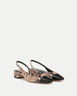 Veronica Beard Flats & Loafers*Cecile Snakeskin-Embossed Slingback in Latte/Black