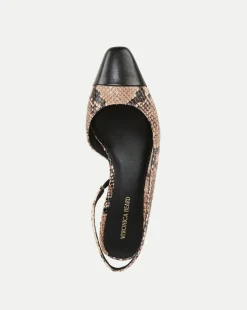 Veronica Beard Flats & Loafers*Cecile Snakeskin-Embossed Slingback in Latte/Black