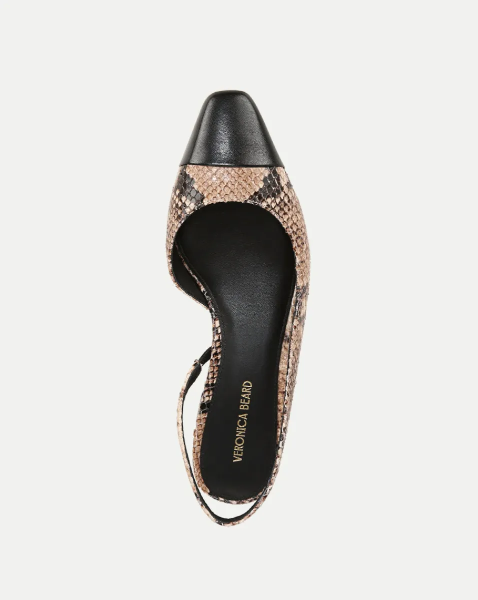 Veronica Beard Flats & Loafers*Cecile Snakeskin-Embossed Slingback in Latte/Black