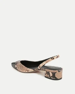 Veronica Beard Flats & Loafers*Cecile Snakeskin-Embossed Slingback in Latte/Black