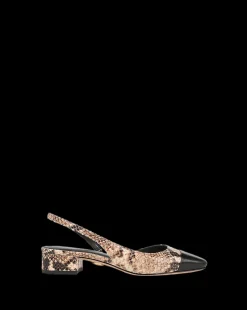 Veronica Beard Flats & Loafers*Cecile Snakeskin-Embossed Slingback in Latte/Black
