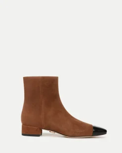 Veronica Beard Boots & Booties*Cecile Suede Cap-Toe Bootie in Cedar/Black