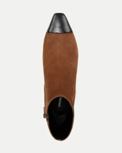 Veronica Beard Boots & Booties*Cecile Suede Cap-Toe Bootie in Cedar/Black