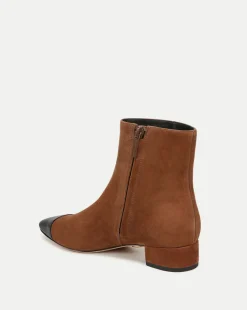 Veronica Beard Boots & Booties*Cecile Suede Cap-Toe Bootie in Cedar/Black