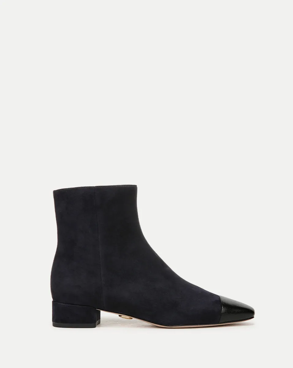 Veronica Beard Boots & Booties*Cecile Suede Cap-Toe Bootie in Indigo/Black