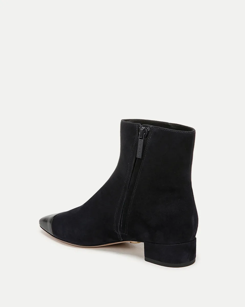 Veronica Beard Boots & Booties*Cecile Suede Cap-Toe Bootie in Indigo/Black