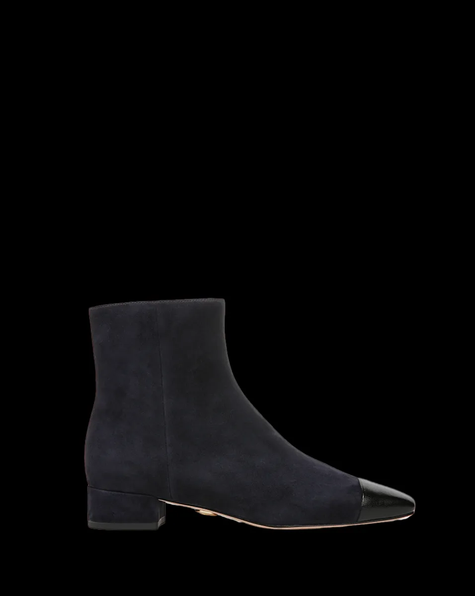 Veronica Beard Boots & Booties*Cecile Suede Cap-Toe Bootie in Indigo/Black