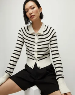 Veronica Beard Sweaters|Tops*Cheshire Cashmere Cardigan in Off-White/Black