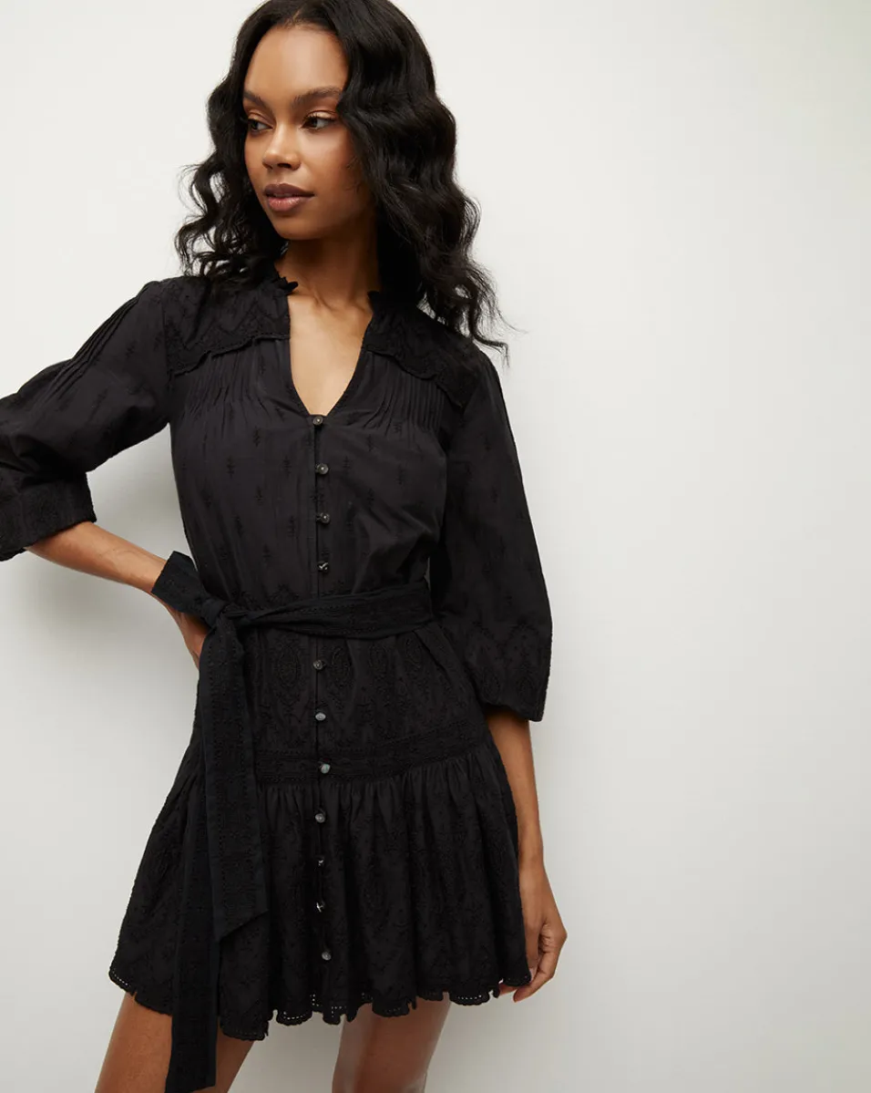 Veronica Beard Dresses*Chrisjen Cotton Eyelet Mini Dress Black