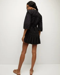 Veronica Beard Dresses*Chrisjen Cotton Eyelet Mini Dress Black