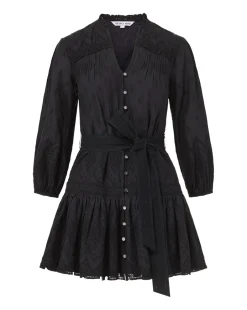 Veronica Beard Dresses*Chrisjen Cotton Eyelet Mini Dress Black