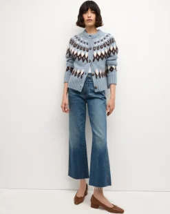 Veronica Beard Sweaters|Tops*Christina Fairisle Cardigan in Smoke Blue Multi SmokeBlueMulti
