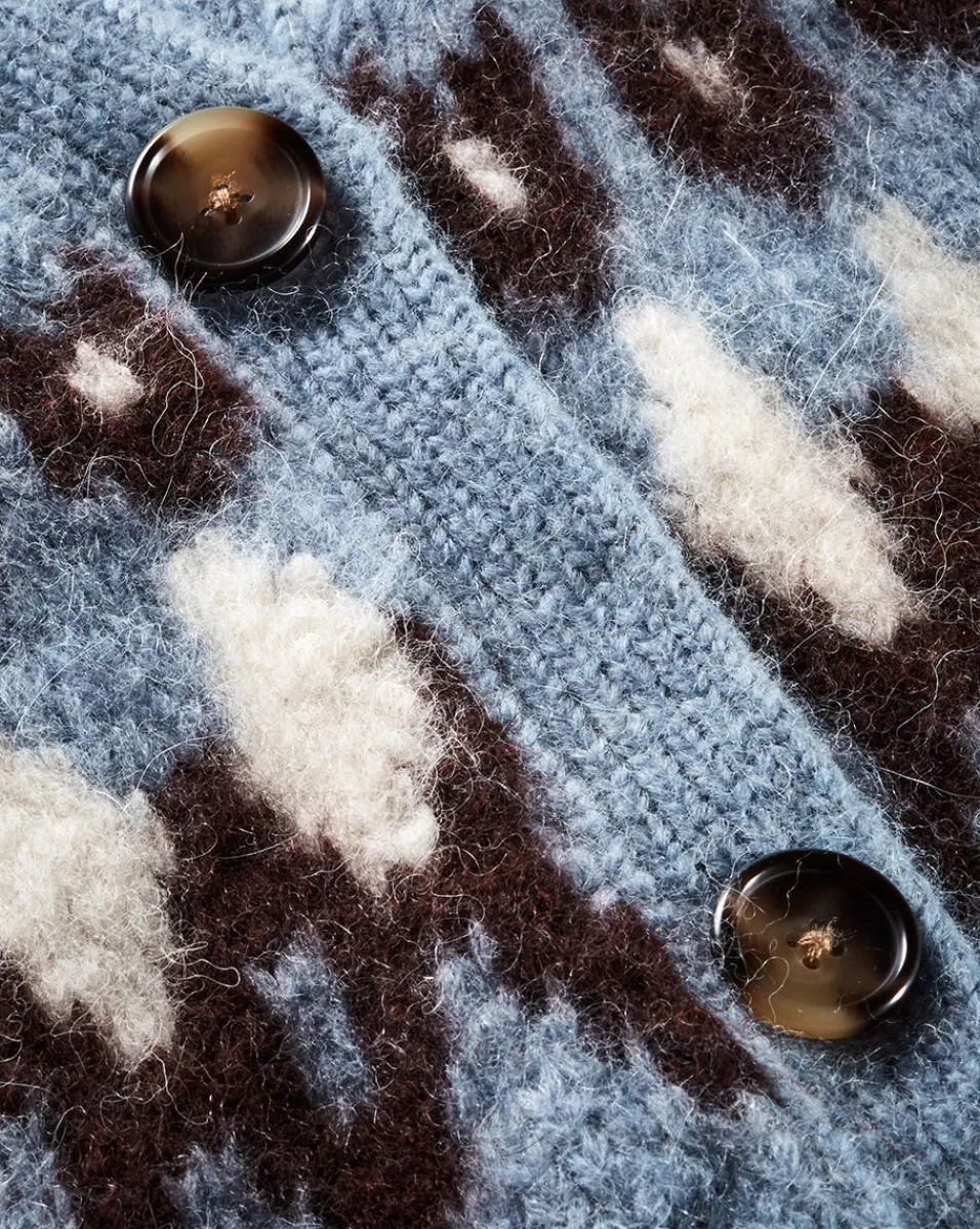 Veronica Beard Sweaters|Tops*Christina Fairisle Cardigan in Smoke Blue Multi SmokeBlueMulti