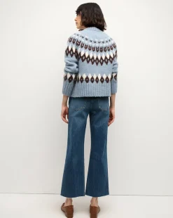 Veronica Beard Sweaters|Tops*Christina Fairisle Cardigan in Smoke Blue Multi SmokeBlueMulti