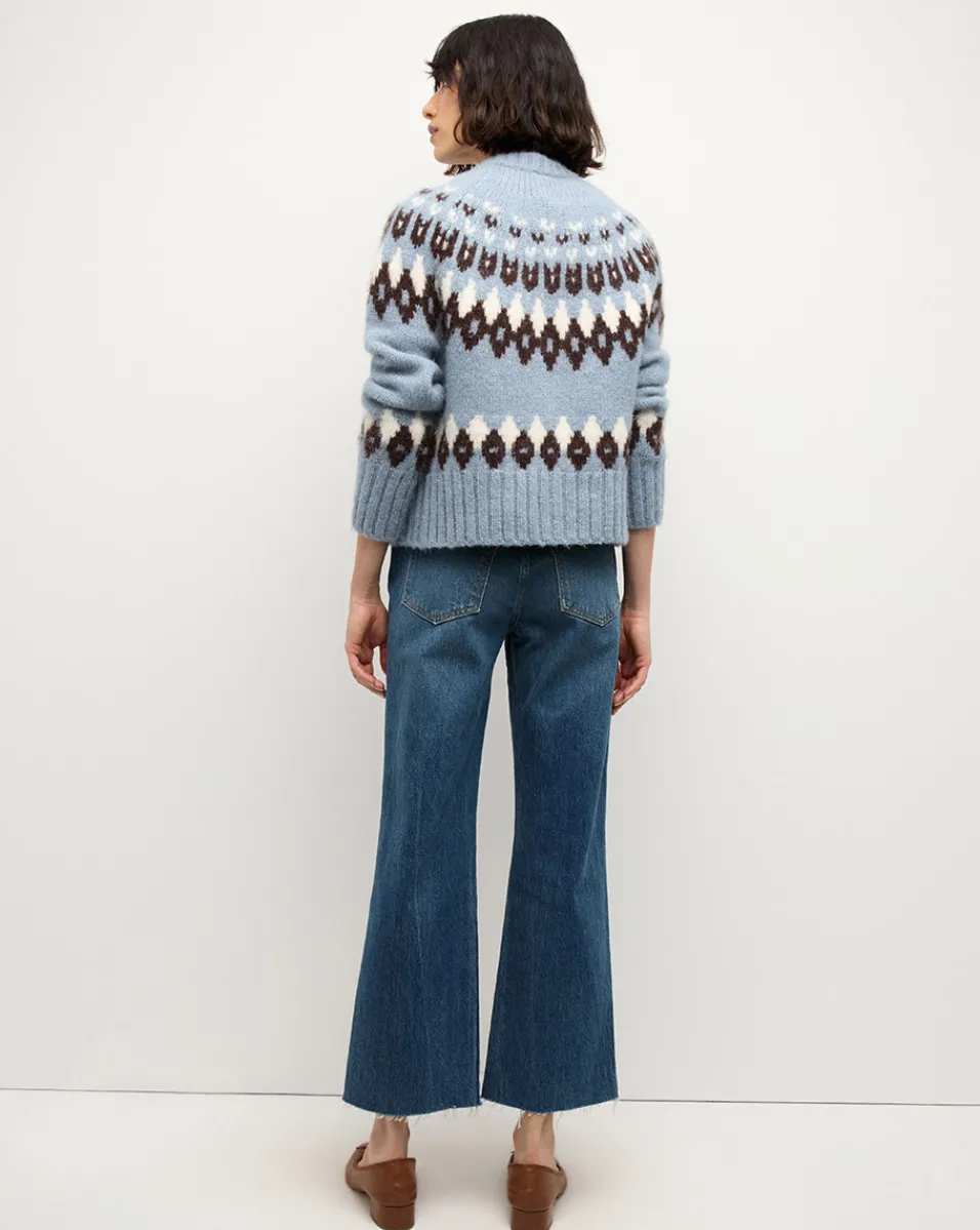 Veronica Beard Sweaters|Tops*Christina Fairisle Cardigan in Smoke Blue Multi SmokeBlueMulti