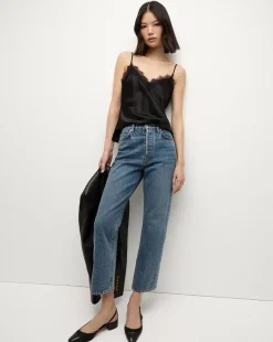 Veronica Beard Tops*Ciarlo Lace-Trim Tank Silk Camisole in Black