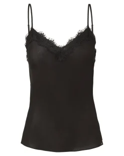Veronica Beard Tops*Ciarlo Lace-Trim Tank Silk Camisole in Black
