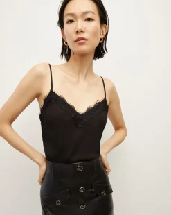 Veronica Beard Tops*Ciarlo Lace-Trim Top Black