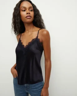 Veronica Beard Tops*Ciarlo Lace-Trim Top in Navy
