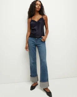 Veronica Beard Tops*Ciarlo Lace-Trim Top in Navy