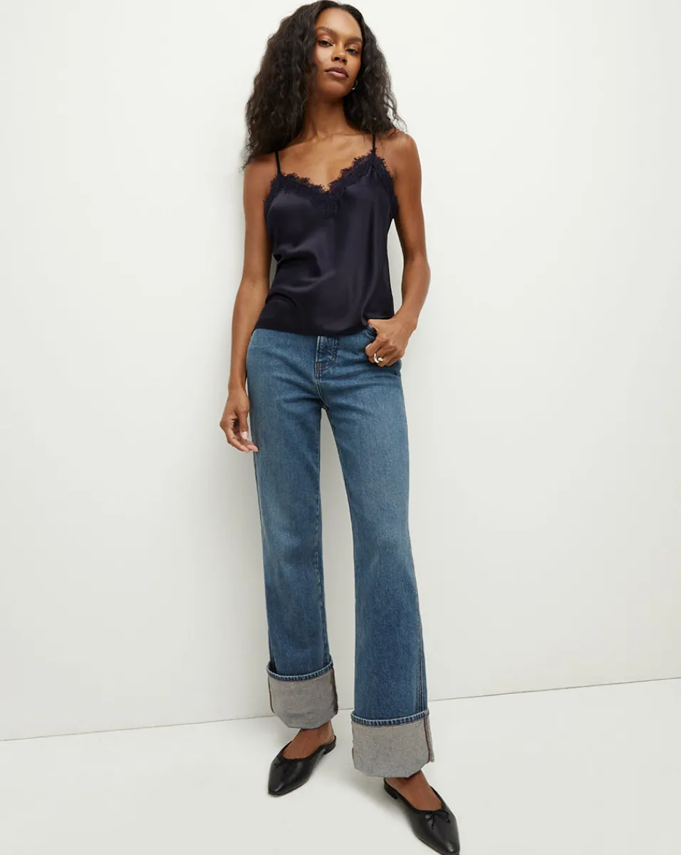 Veronica Beard Tops*Ciarlo Lace-Trim Top in Navy