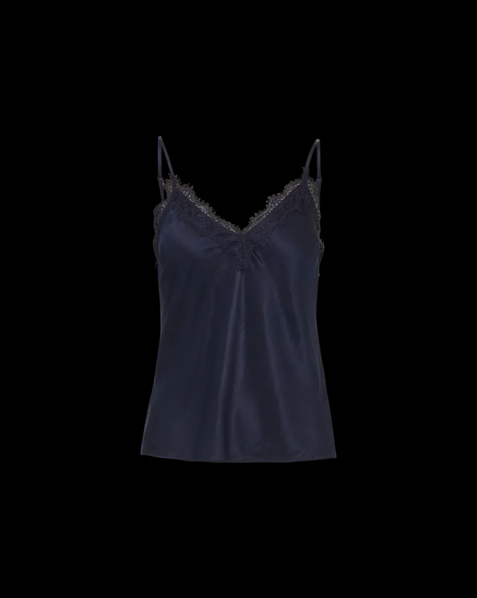 Veronica Beard Tops*Ciarlo Lace-Trim Top in Navy