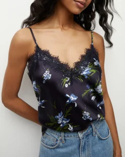 Veronica Beard Tops*Ciarlo Stretch-Silk Top in Navy Multi NavyMulti