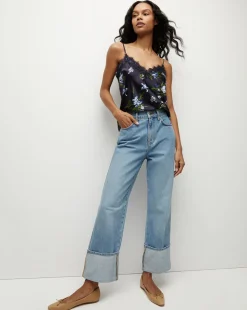 Veronica Beard Tops*Ciarlo Stretch-Silk Top in Navy Multi NavyMulti