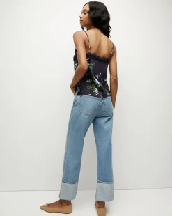 Veronica Beard Tops*Ciarlo Stretch-Silk Top in Navy Multi NavyMulti