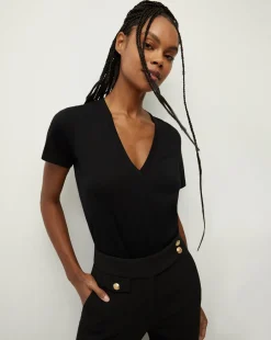 Veronica Beard Tops|Extended Sizes*Cindy V-Neck Tee Black