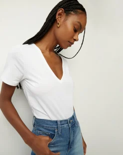 Veronica Beard Tops|Extended Sizes*Cindy V-Neck Tee White