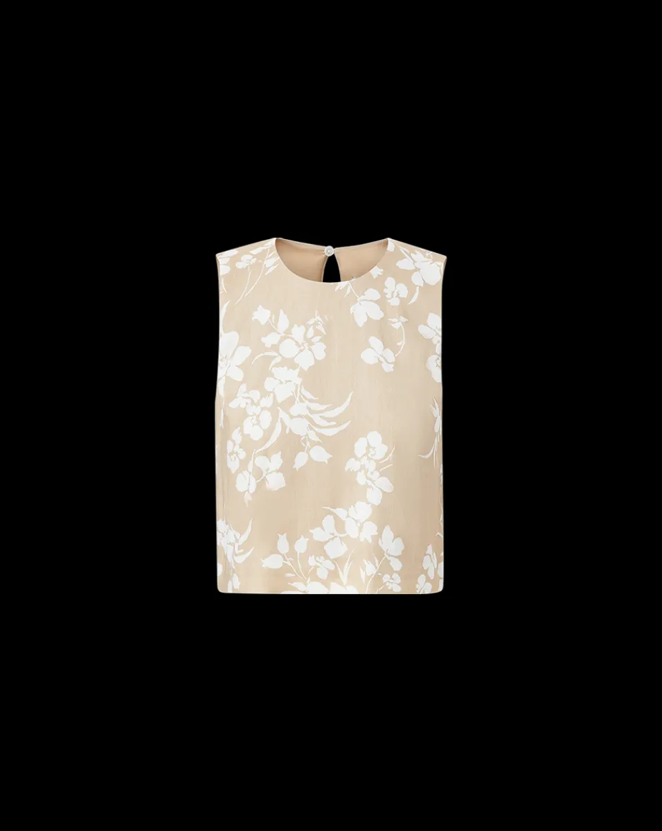 Veronica Beard Tops*Clarendon Stretch-Linen Top in Stone Khaki/Off-White StoneKhaki/Off-White
