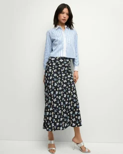 Veronica Beard Skirts & Shorts*Clover Stretch-Silk Floral Skirt in Navy Multi NavyMulti