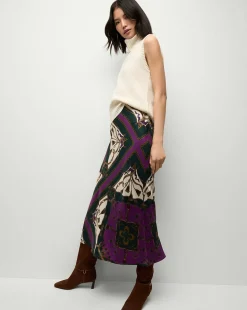 Veronica Beard Skirts & Shorts|Party Dressing*Clover Stretch-Silk Skirt in Pine Multi PineMulti