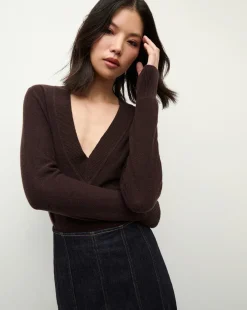 Veronica Beard Sweaters|Tops*Coleta V-Neck Cashmere Sweater in Dark Chocolate DarkChocolate