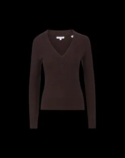 Veronica Beard Sweaters|Tops*Coleta V-Neck Cashmere Sweater in Dark Chocolate DarkChocolate