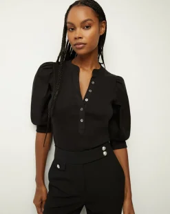Veronica Beard Tops|Vb Classics*Coralee Puff-Sleeve Tee Black